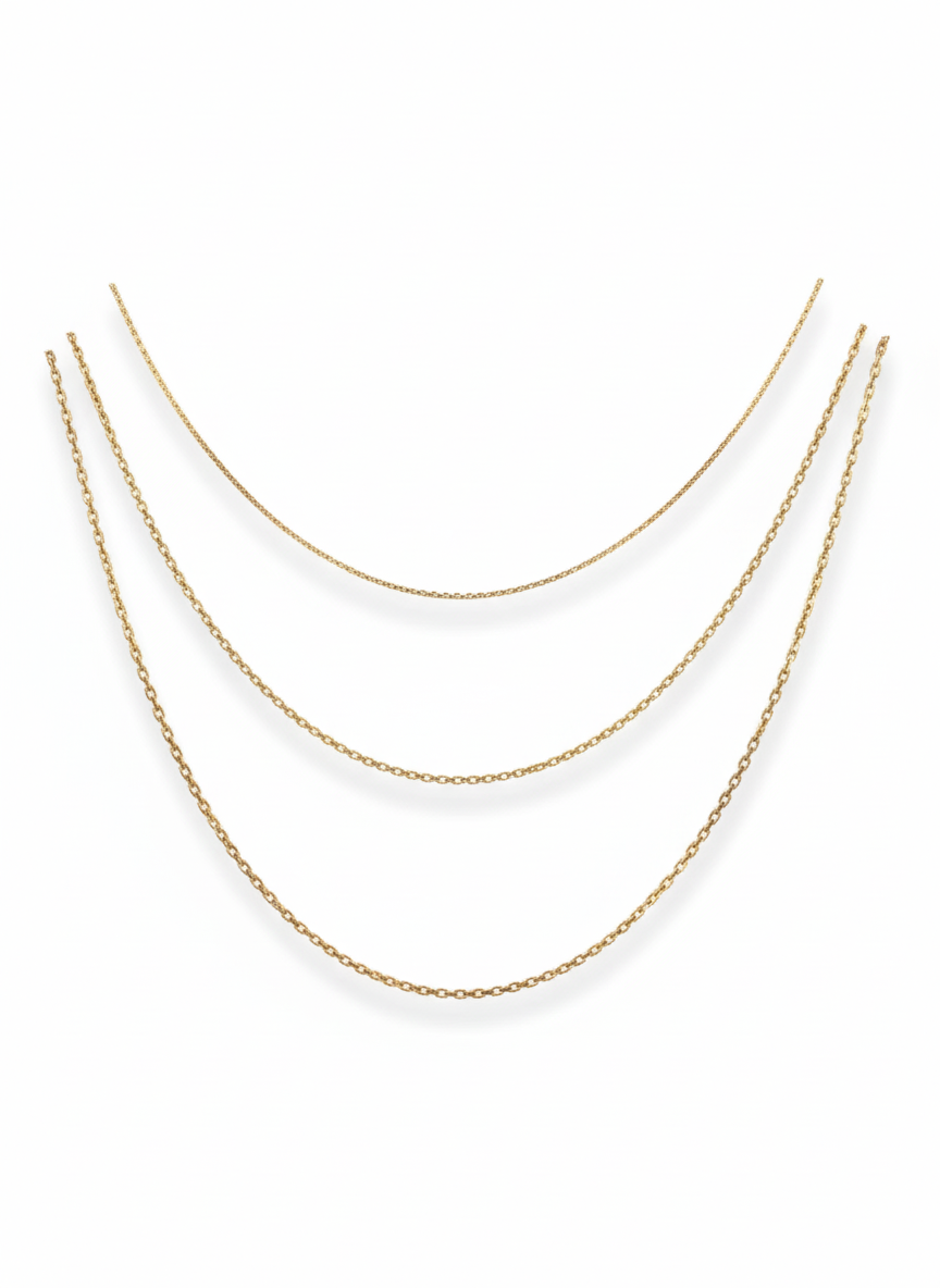 14K Solid Yellow Gold Oval Cable Chain